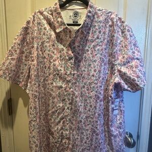 Perfection Men's Red and White Button Down Shirt with Tequila Bottle Details